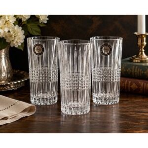 Fitz & Floyd Crystal 5.5" Highball Glasses Set of 3 New